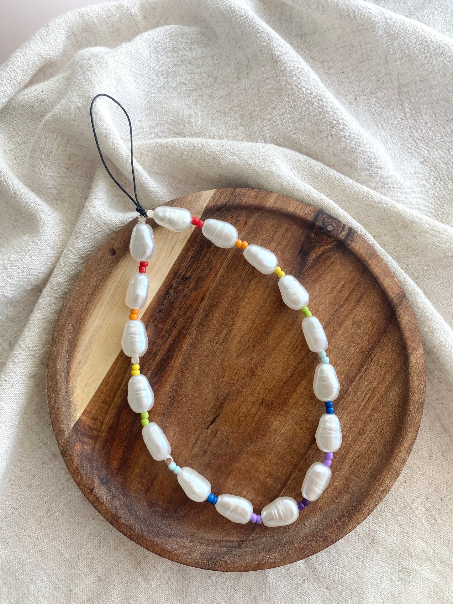 Minimalist Rainbow Pearl Beads Phone Strap