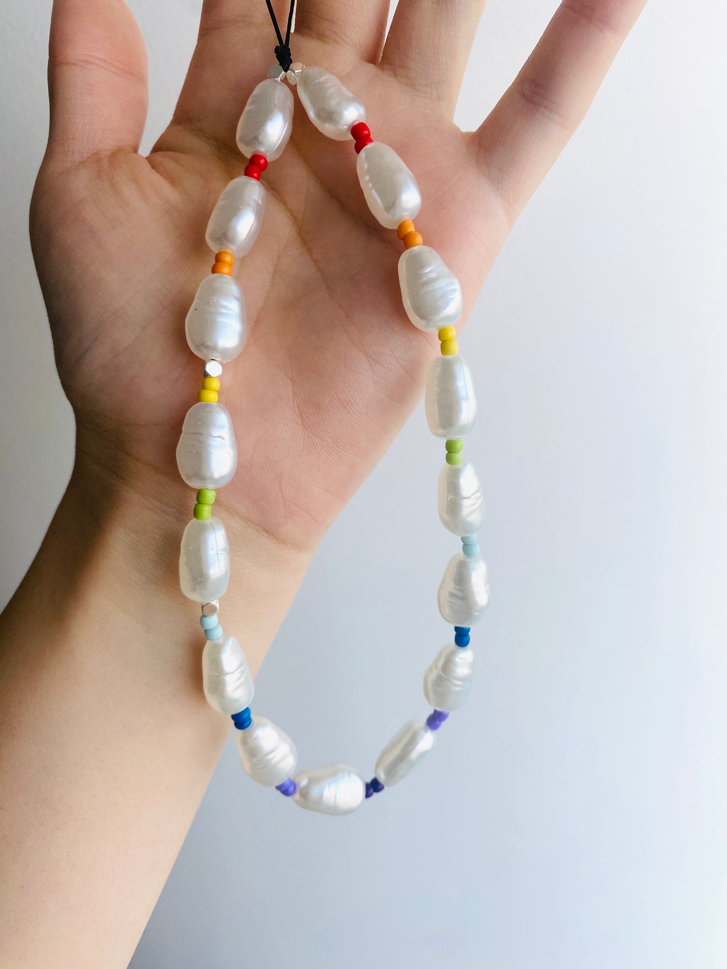 Minimalist Rainbow Pearl Beads Phone Strap