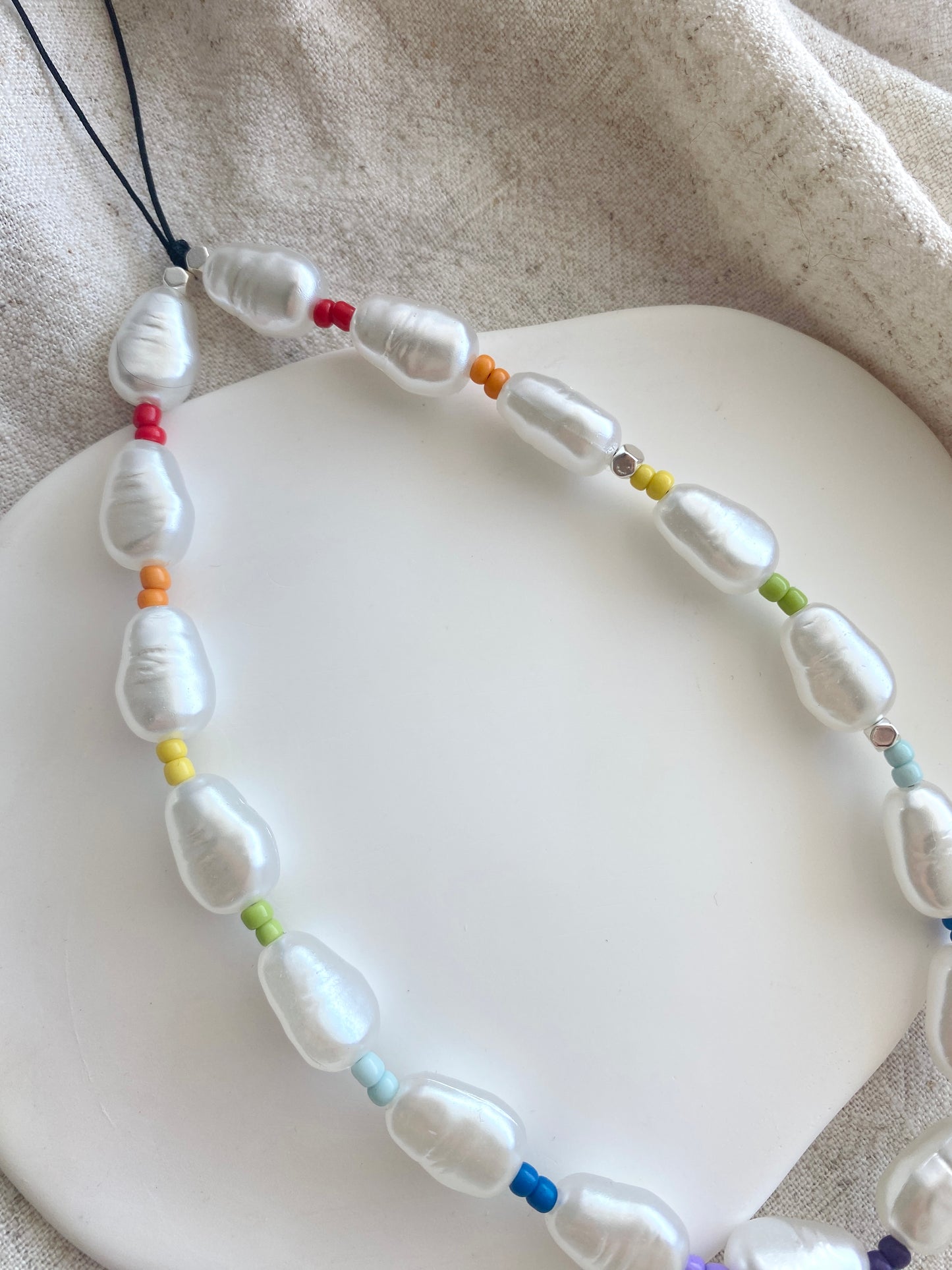 Minimalist Rainbow Pearl Beads Phone Strap