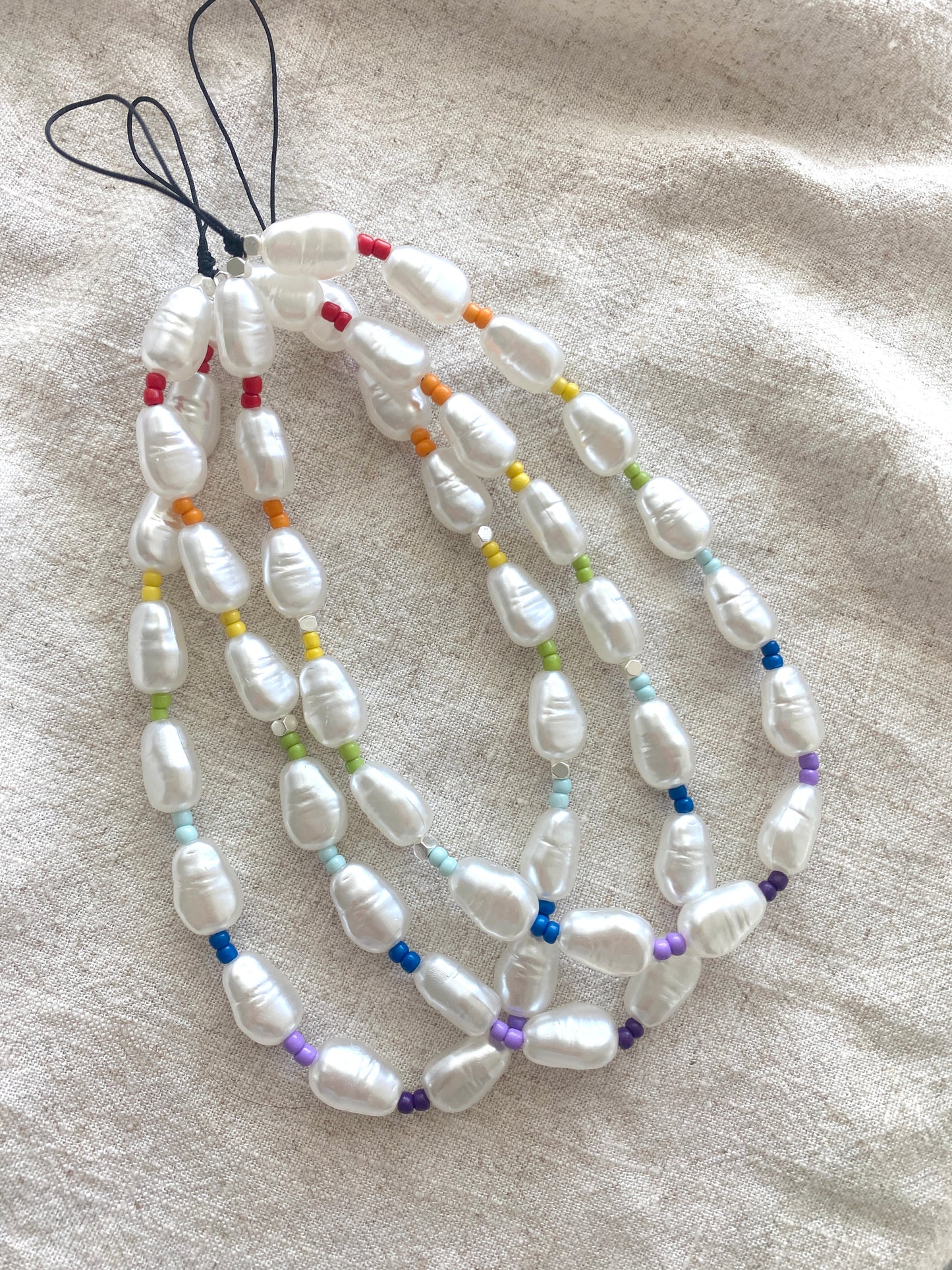 Minimalist Rainbow Pearl Beads Phone Strap