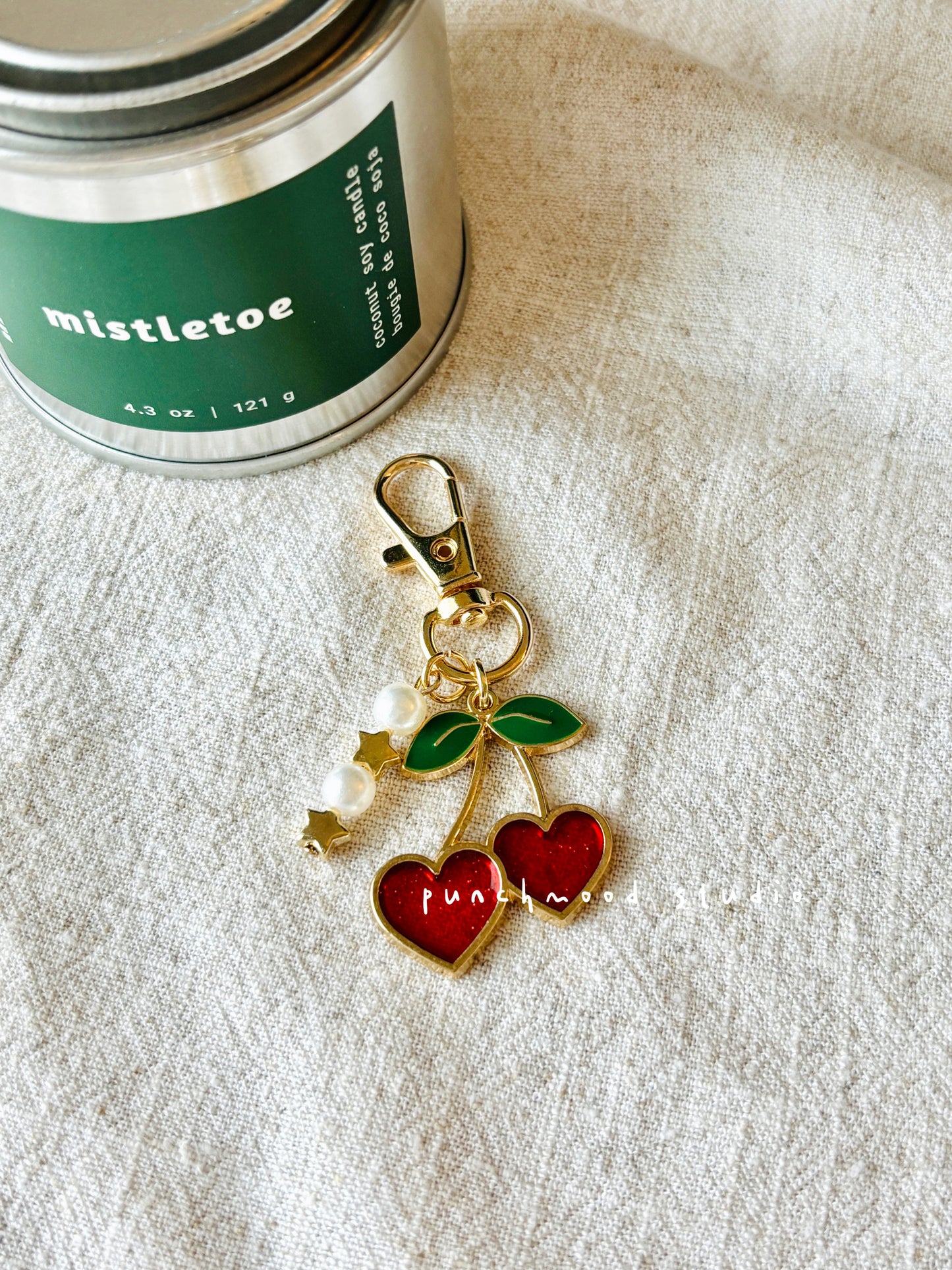 Cute Stained Glass Effect Cherry Key Chain