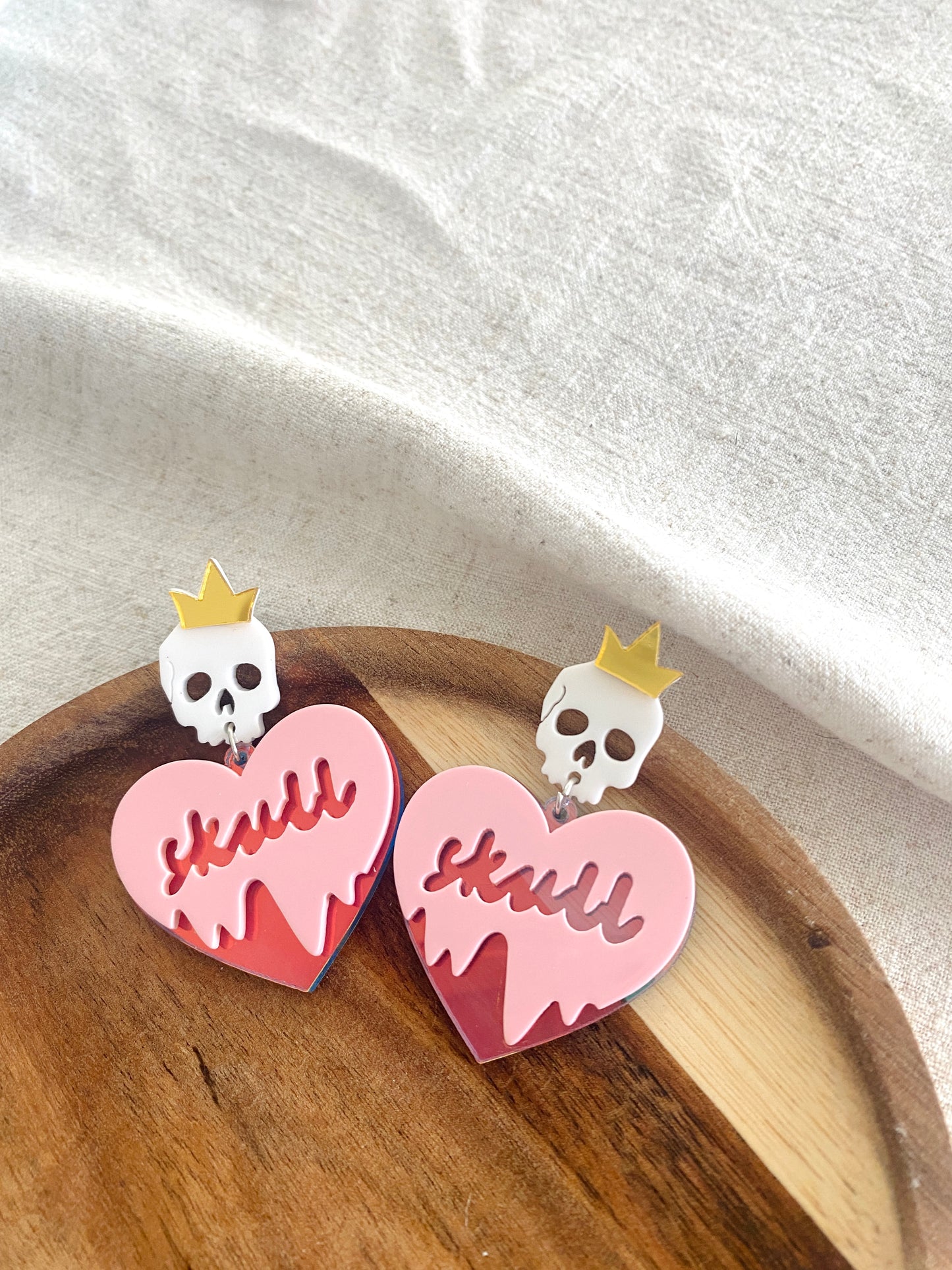 Pink Skull Earrings for Halloween