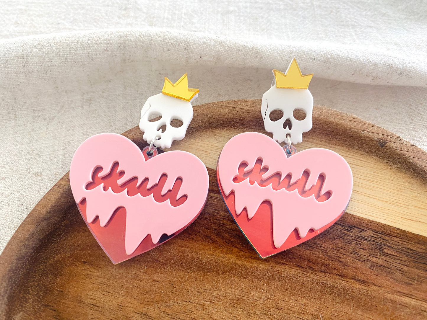 Pink Skull Earrings for Halloween