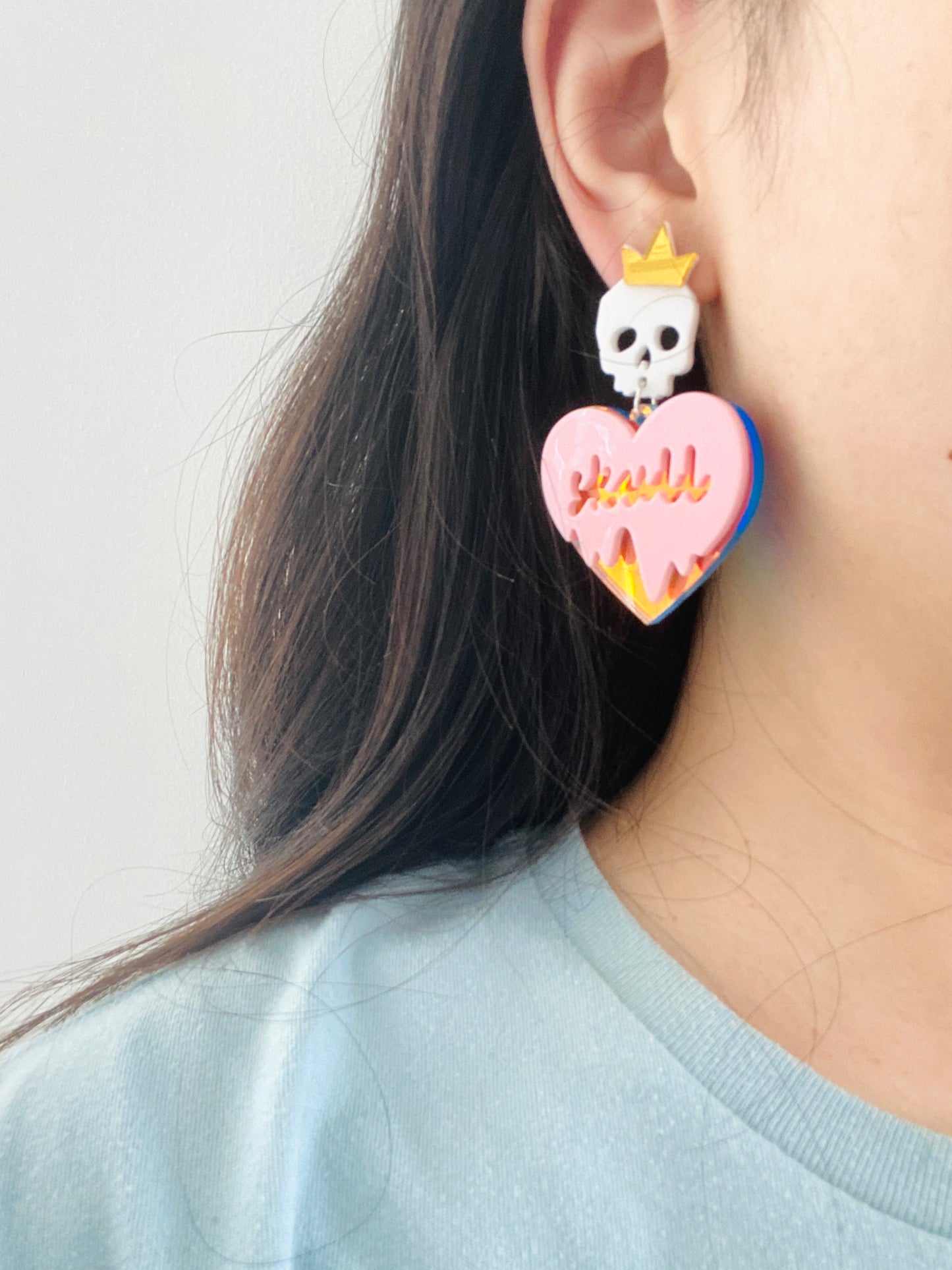 Pink Skull Earrings for Halloween