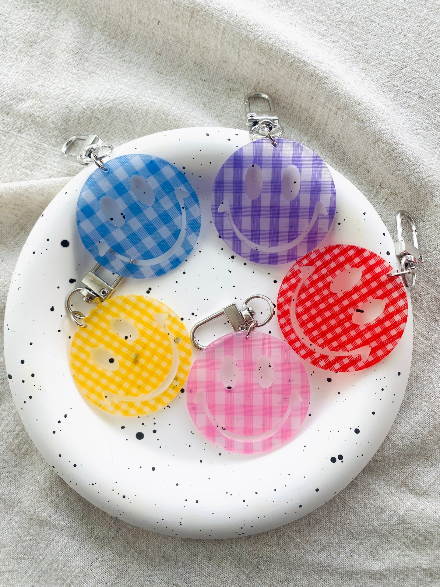 Retro Smiley Face Key Chain