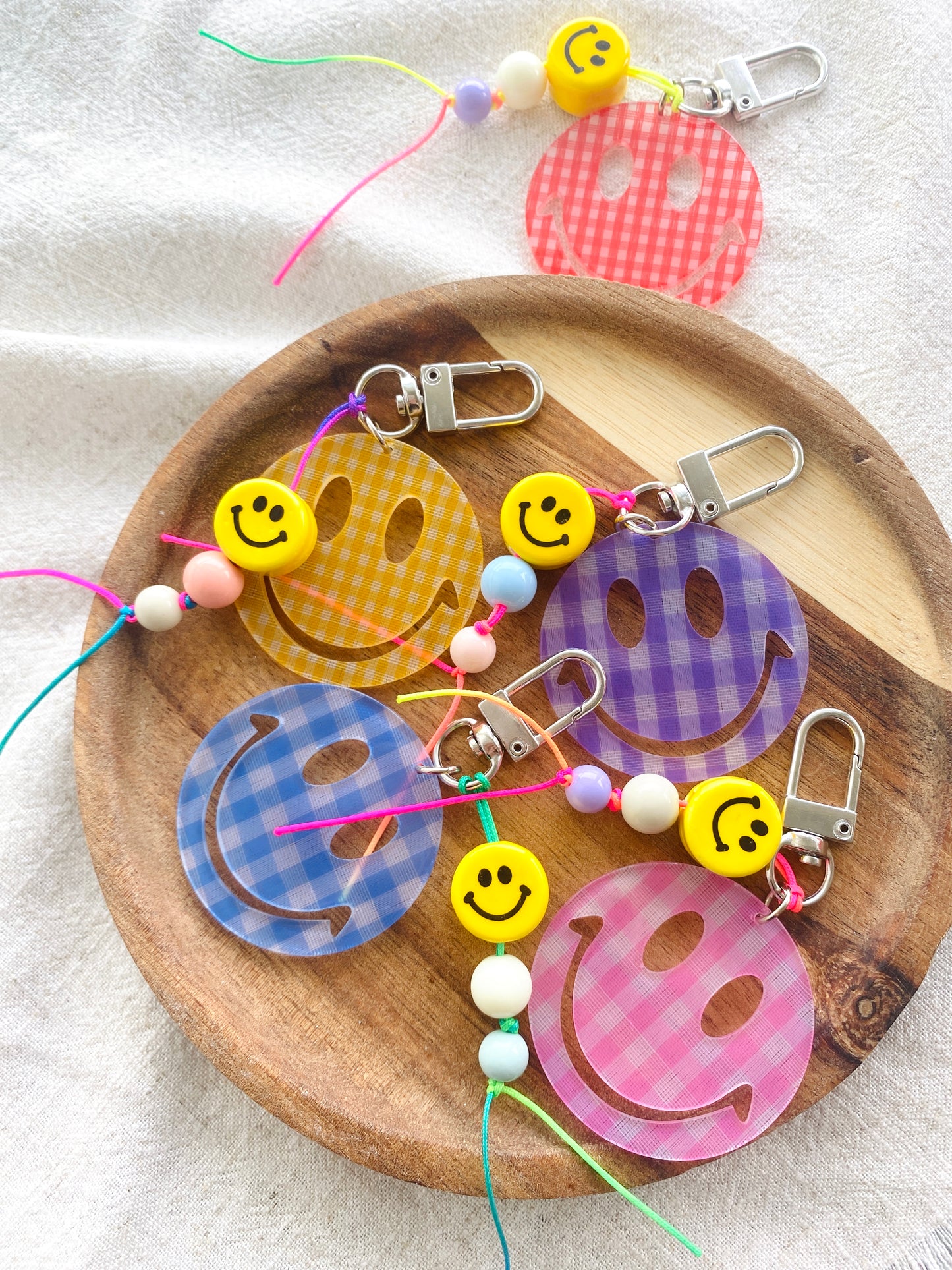 Retro Smiley Face Key Chain