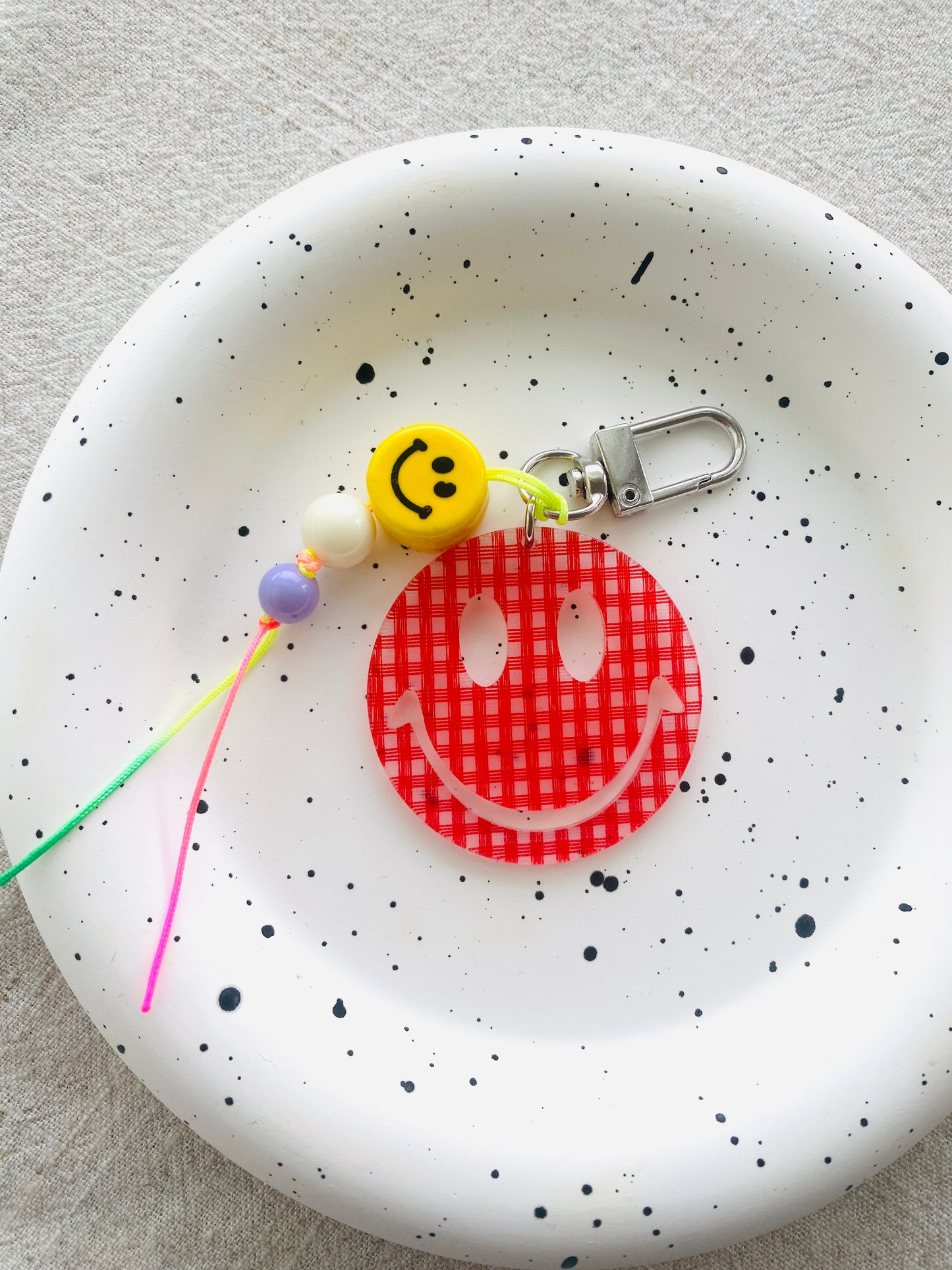 Retro Smiley Face Key Chain