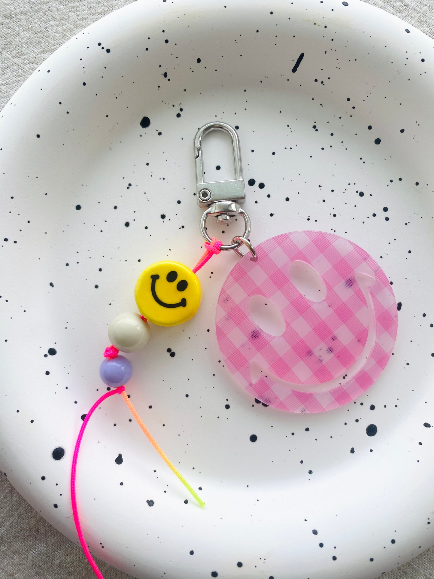 Retro Smiley Face Key Chain