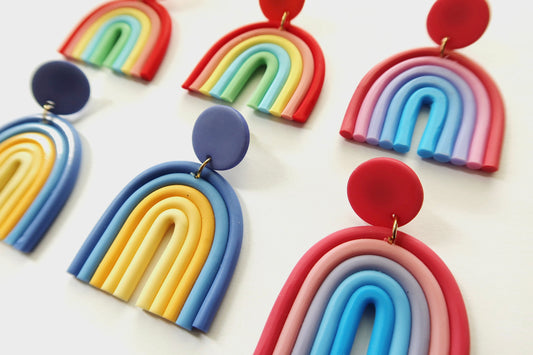 Polymer Clay Rainbow Drop Earrings