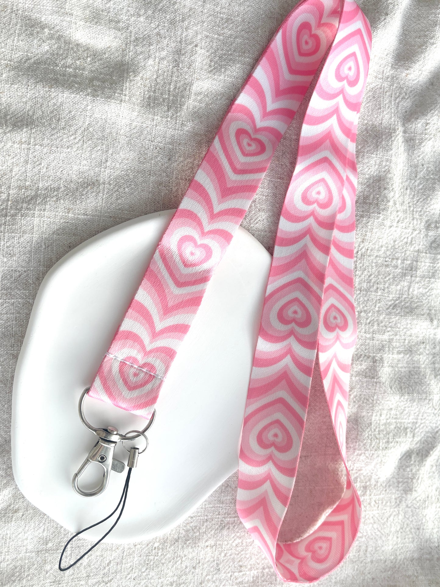 Cute Heart Print Lanyard-Pink Heart Lanyard