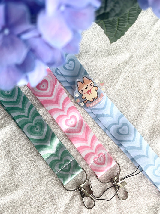 Cute Heart Print Lanyard-Pink Heart Lanyard