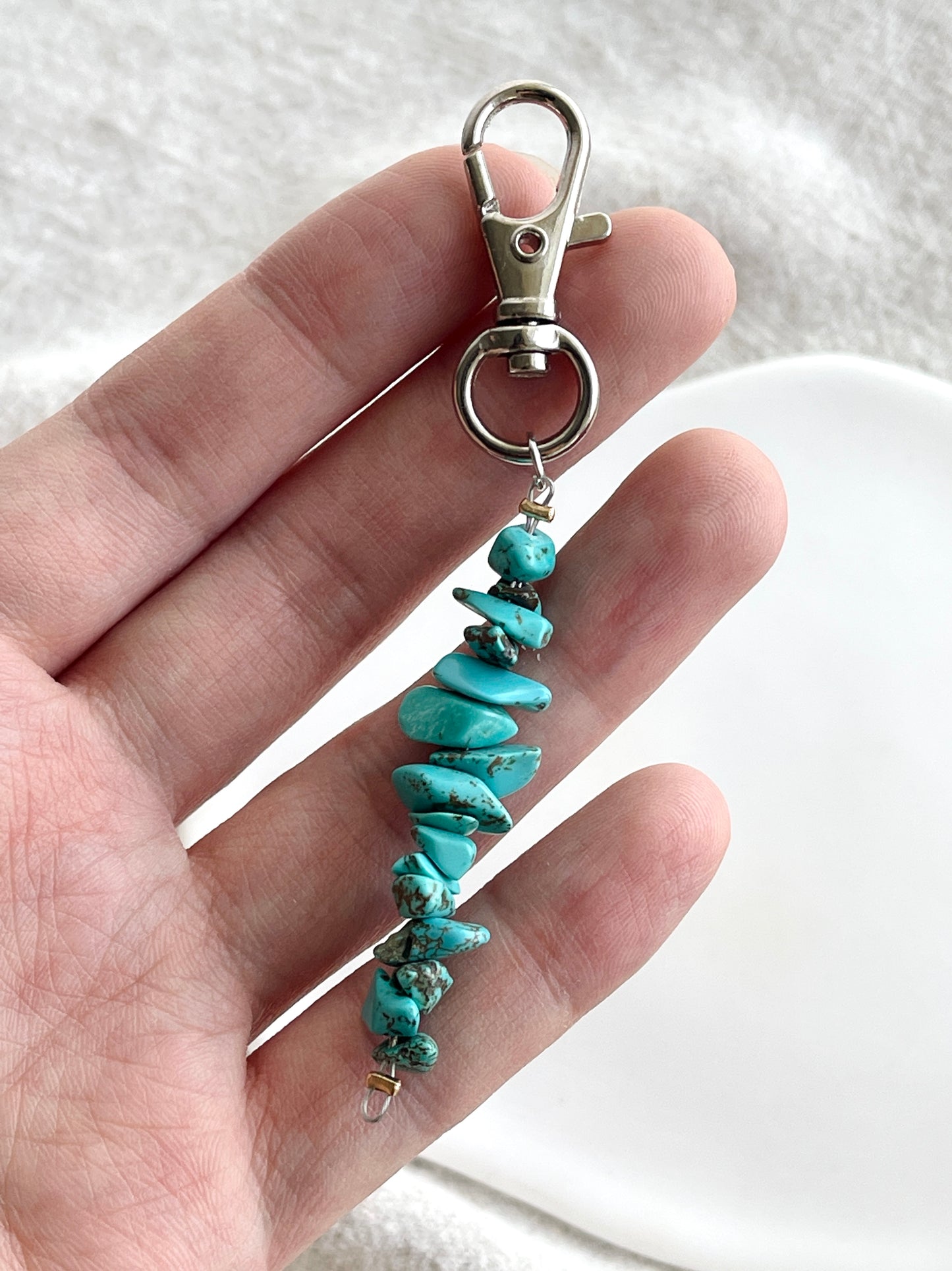 Cute Turquoise Stone Key Charm