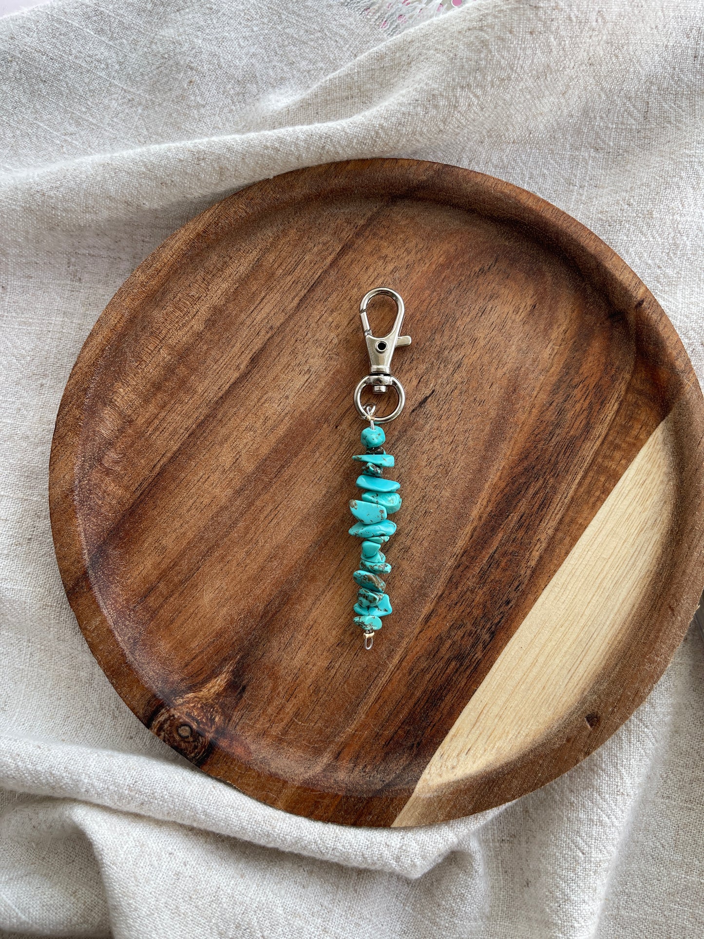 Cute Turquoise Stone Key Charm