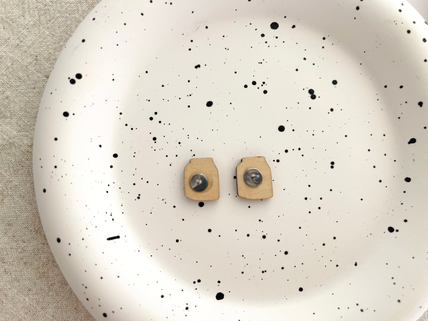 Mini Cartoon Wooden Stud Earrings