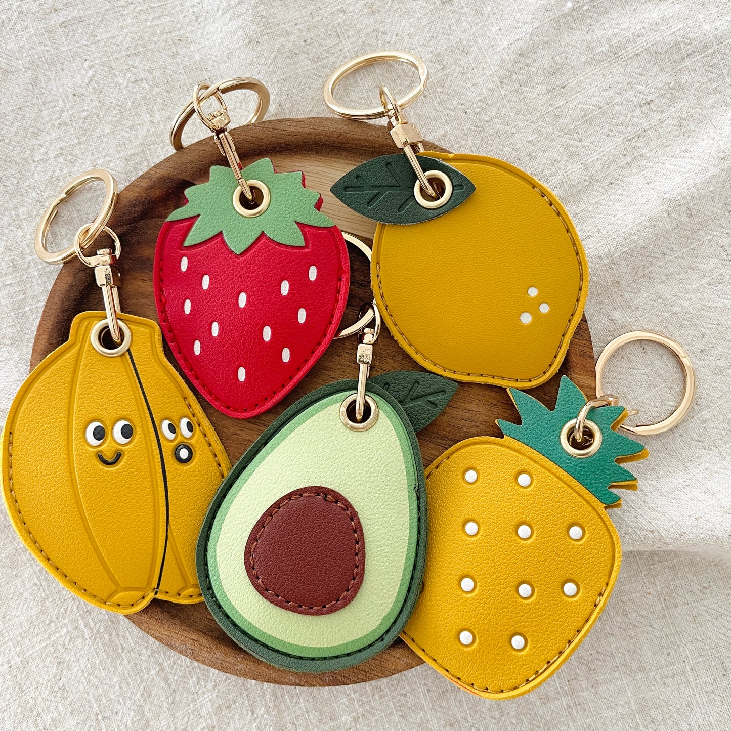 PU Leather Fruit Air Tag Key Ring