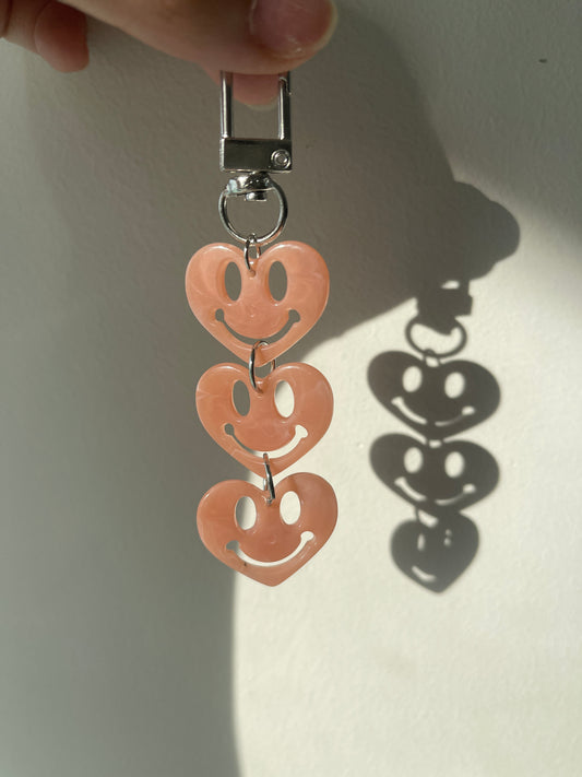 Retro Marble Effect Heart Key Chain